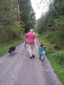 Will, Ben and our late dogs strolling through the 'hood.